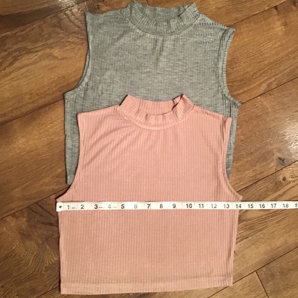 TWO LIGHTWEIGHT SOFT RIBBED STRETCHY CROP TOPS - Picture 3 of 13